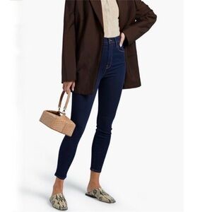 FRAME Ali High Rise Cigarette‎ Jeans Women’s 28 Dark Blue Raw Hem Denim